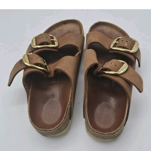 Birkenstock Arizona Big Buckle Sandals Cognac Leather Size 37 US 6 6.5 - Picture 4 of 11
